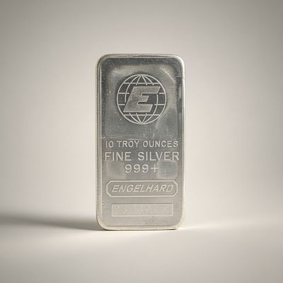 Engelhard 10 Troy Ounce .999+ Fine Silver Bar - Serial No. C670915. Engelhard Industries 10 troy 
