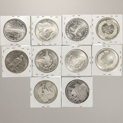 10 Troy Ounces .999 Fine Silver Mixed Vintage & Commemorative Bullion Rounds. A substantial 