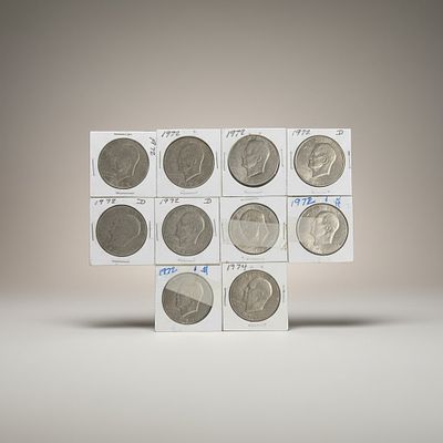 1972 & 1972-D Eisenhower Silver Dollars Group of 10. Lot of 10 United States Eisenhower Silver 