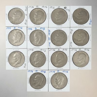 1976 & 1976-D Bicentennial Eisenhower Silver Dollars Group of 14. Group lot of 14 United States 