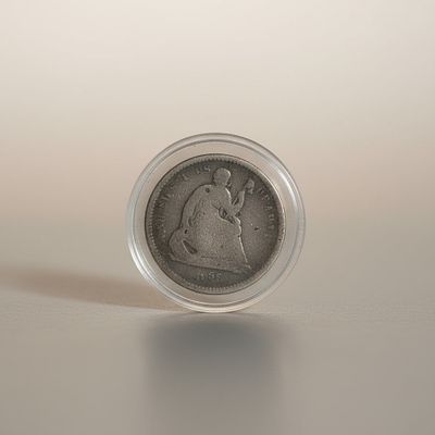 Seated Liberty Half Dime, Date Unreadable (1873). Seated Liberty half dime with stars at obverse 