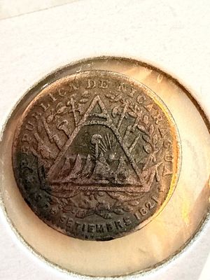 1887 Nicaragua 5 Centavos (Silver). Republic of Nicaragua 5 Centavos dated 1887, featuring 