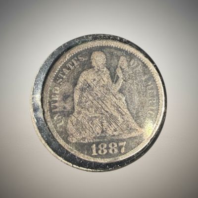 1874 Seated Liberty Dime (Arrows at Date). United States silver dime dated 1874, Seated Liberty 
