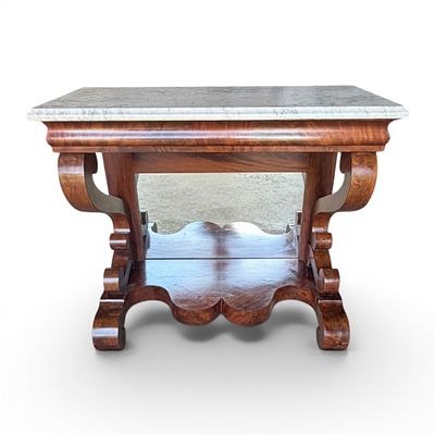 American Empire Mahogany Marble-Top Pier Table. American Empire mahogany pier table, circa 