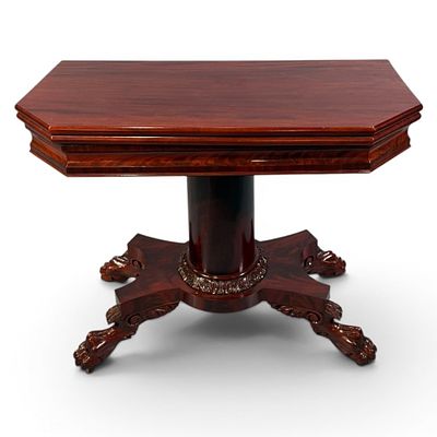New York Classical Mahogany Fold-Over Card Table, ca. 1825-1840. A fine American Classical 