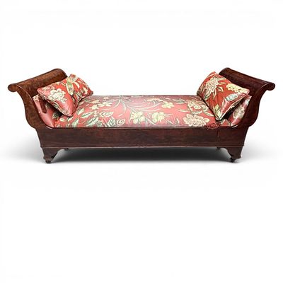 American Classical Mahogany Bench with Scalamandre Upholstery, Natchez Provenance. American 