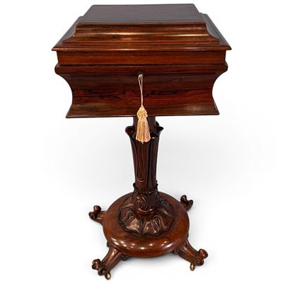 British Regency Rosewood Sarcophagus-Form Tea Poy, c. 1825. A fine British Regency rosewood tea 