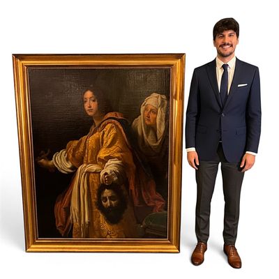 Important Large Continental School Oil on Canvas After Cristofano Allori, Judith with the Head of. 