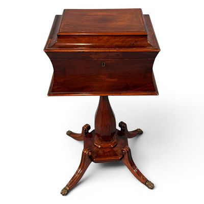Regency Mahogany Tea Poy, English, C. 1820-1840. English Regency mahogany tea poy, circa 