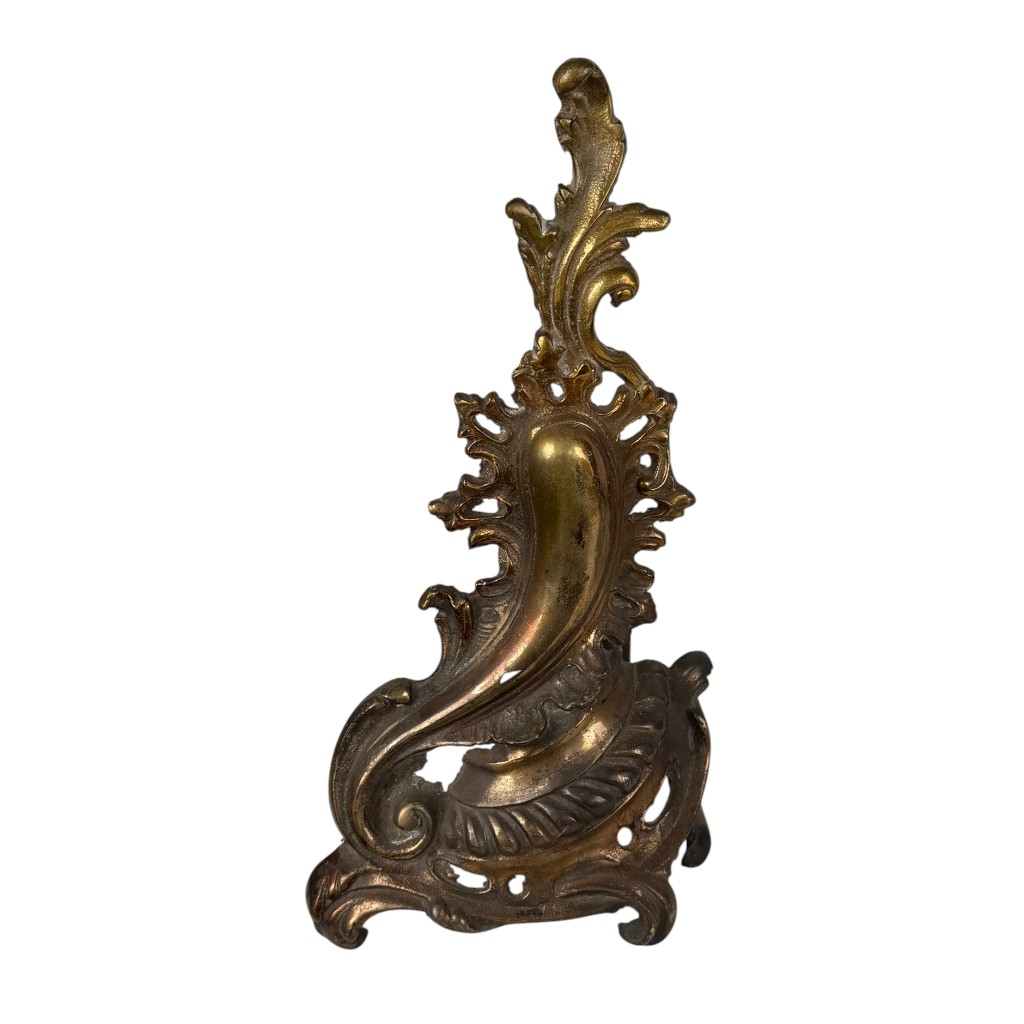 Pair Rococo Revival Brass Andirons