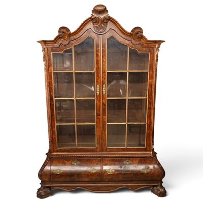 Dutch Walnut Bombe Display Cabinet. Origin: Dutch Date: 19th century Period/Style: Rococo 