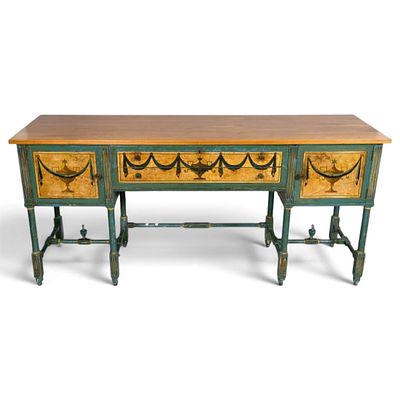 Neoclassical Painted Sideboard. Period/Style: Neoclassical, Adam taste Materials: 