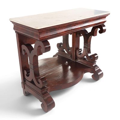 Late Classical Mahogany Pier Table. Origin: American, probably Mid-Atlantic Date: Circa 1840 