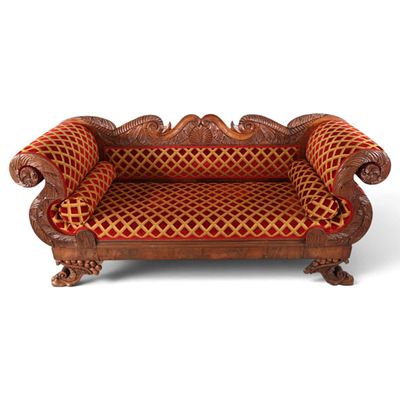 Classical Carved Mahogany Sofa. Date: Probably second quarter 19th century Period/Style: 