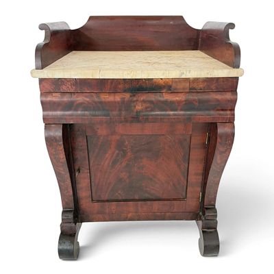 Classical Marble-Top Mahogany Washstand. Origin: American Date: Circa 1840-1850 