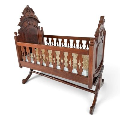 Victorian Walnut Rocking Cradle. Origin: American Date: Circa 1860-1875 Period/Style: 