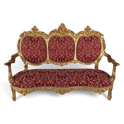 Italian Giltwood Triple-Back Settee. Origin: Italy Date: Probably late 19th to early 20th 