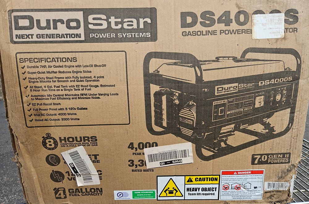 Generator. Duro Star Next Generation DS 4000S Gasoline Powered Generator. Never used