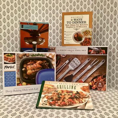 Grilling It. Parini grilling tool set / baking dish and grilling cook book