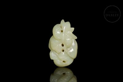 White jade pendant ‘Characters among branches,’ Qing dynasty. White jade with a silky smooth 