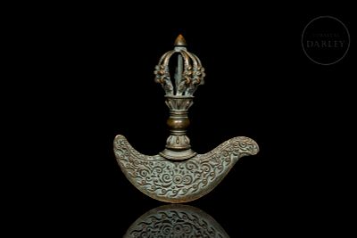 Bronze ritual object ‘Kartika’, Tibet, 20th century. Tibetan Buddhist ritual instrument made of 