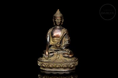 Bronze sculpture “Shakyamuni Buddha,” 20th century. Bronze figure representing Shakyamuni Buddha 