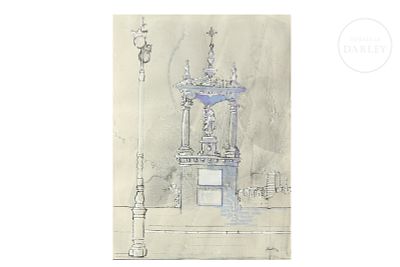Marti (20th century) ‘Capilla del Puente del Real’, 1996. Mixed media on paper. Architectural 