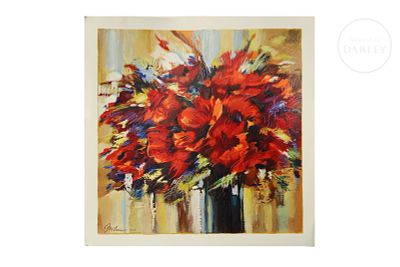 Michael Milkin (1964) "Red Bouquet". Silkscreen print on paper. Signed and numbered ‘Milkin 