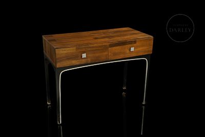 Console designed by Henri Valli&egrave;res, 20th century. Double compartment console table created by 