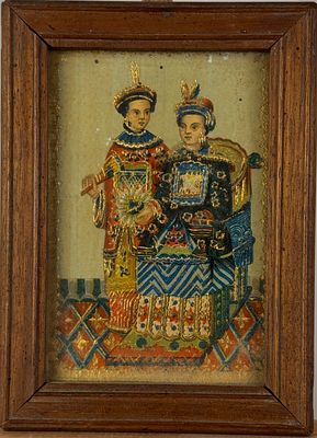Pareja de dignatarios chinos con trajes ceremoniales. PAREJA DE DIGNATARIOS CHINOS con trajes 