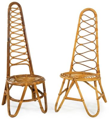 Dirk Van Sliedrecht para Rohe Noordwolde Dos sillas altas MCM, con respaldo arqueado y asiento 