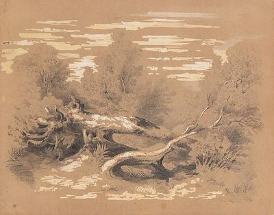 : ROSARIO WEISS - Paisaje. ROSARIO WEISS Madrid 1814 - 1843 Paisaje Dibujo a l&aacute;piz con toques de 