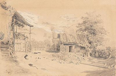 : TELESFORO CUEVAS - El pajar y la casa de aperos. TELESFORO CUEVAS Oviedo 1849 - 1934 El pajar 