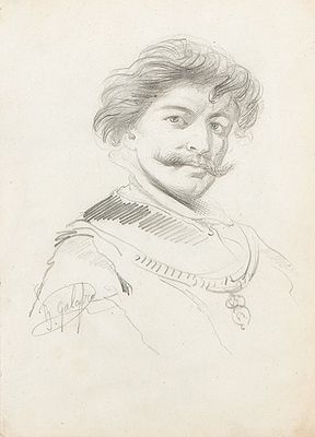 : BALDOMERO GALOFRE - Caballero. BALDOMERO GALOFRE Reus 1846 - Barcelona 1902 Caballero Dibujo a 