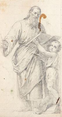 : ESCUELA SEVILLANA S. XVIII-XIX - Estudio de San Mateo y el &aacute;ngel. ESCUELA SEVILLANA S. 