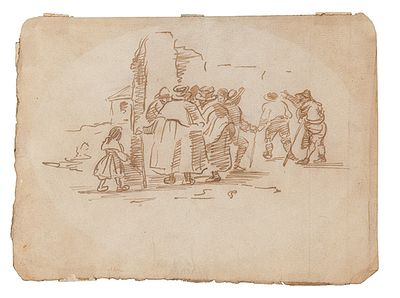 : ATRIBUIDOA ALEONARDO ALENZA - Reuni&oacute;n en el pueblo. ATRIBUIDOA ALEONARDO ALENZA Madrid 1807- 