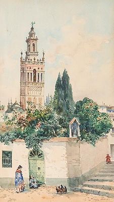 : FRANCISCO RUIZ MORALES - Sevilla con la Giralda. FRANCISCO RUIZ MORALES Espa&ntilde;a S. XIX Sevilla 