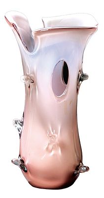 : Jarr&oacute;n de cristal de Murano esmaltado en lila con decoraci&oacute;n calada y de gotas en relieve. Jar 