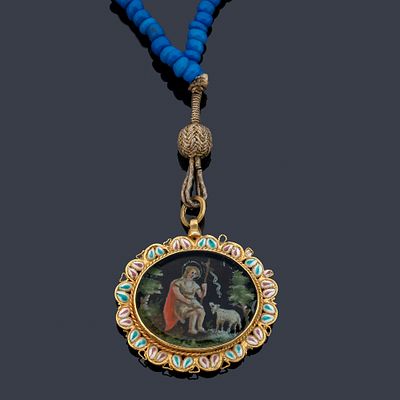 : Relicario Mallorqu&iacute;n con las im&aacute;genes de La divina Pastora y San Juan Bautista. S. XVII. Relic 