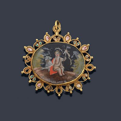 : Relicario Mallorqu&iacute;n con las im&aacute;genes de Maria Magdalena penitente y San Juan Bautista. S. XVII. 