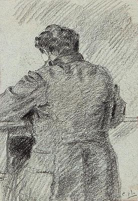 : CECILIO PLA Y GALLARDO - Caballero de espaldas. CECILIO PLA Y GALLARDO Valencia 1860 - Madrid 