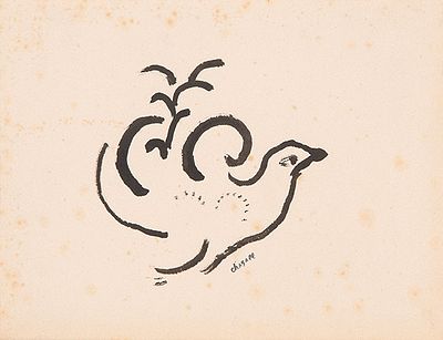 : MARC CHAGALL - P&aacute;jaro. MARC CHAGALL Bielorrusia 1887-Francia 1985 P&aacute;jaro. c. 1969 Tinta sobre 