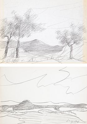 : ANTONIO LAGO - Paisaje. ANTONIO LAGO La Coru&ntilde;a 1916-Par&iacute;s 1990 Paisaje. 1980-84 L&aacute;piz sobre 