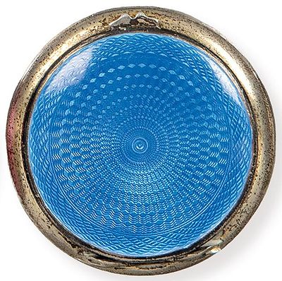 : Cajita de tocador circular de plata inglesa punzonada Ley Sterling, de Alexander Clark & Co 