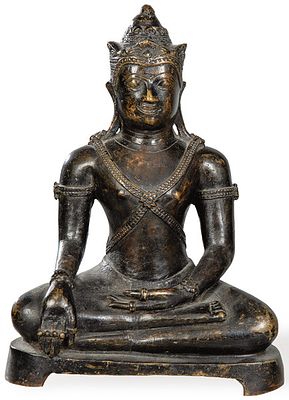 : Buda Sentado en bronce tailand&eacute;s estilo Ayutthaya S. XVIII. Buda Sentado en bronce tailand&eacute;s 