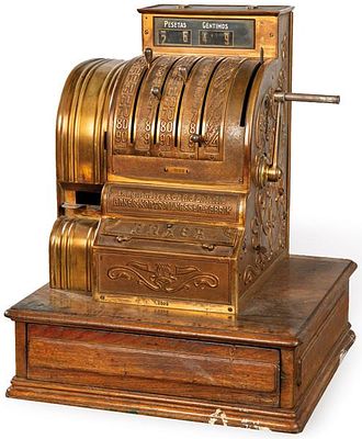: M&aacute;quina registradora Hengsterberg & Co. A G Biefeld Anker Kontrollkassen Fabrik N 10. Caja 