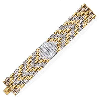 : LUIS GIL Pulsera ancha con centro con bandas de brillantes de aprox. 4,68 ct en total. LUIS 