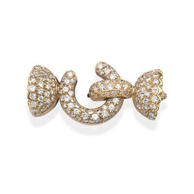 : LUIS GIL Broche para cierre de collar con forma de gancho con pav&eacute; de diamantes talla brillante. 