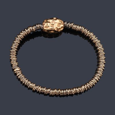 : Pulsera el&aacute;stica en oro rosa de 18 K con centro ovalado. Pulsera el&aacute;stica en oro rosa de 18 K 
