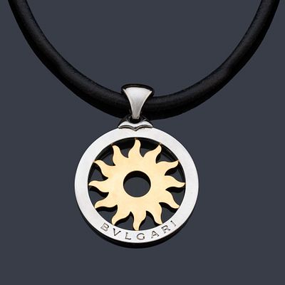 : BULGARI Colgante de la colecci&oacute;n "Tondo" con motivo central en forma de sol en oro amarillo 